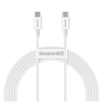 Baseus Superior kábel USB C típusú gyorstöltő 100W 5A 20V 2m fehér