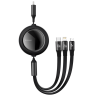 Baseus Bright Mirror 3in1 visszahúzható kábel USB - micro USB / USB Type C / Lightning Power Delivery 100W 1.2m fekete
