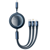 Baseus Bright Mirror 3in1 visszahúzható kábel USB - micro USB / USB Type C / Lightning Power Delivery 100W 1.2m kék