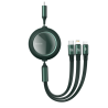 Baseus Bright Mirror 3in1 visszahúzható kábel USB - micro USB / USB Type C / Lightning Power Delivery 100W 1.2m zöld